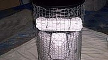 finished bucket, styorofoam, planter and chickenwire form