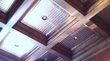 Tin ceiling inlays, which are most commonly painted, though not in this picture