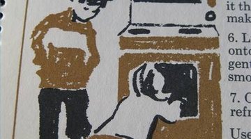 Boy and girl at gas oven