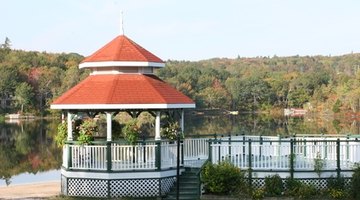 This is a two-tier, six-sided gazebo featuring triangular panels.